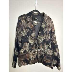 Vintage Erin London Tapestry Floral Blazer Women’s Black & Gold Size L